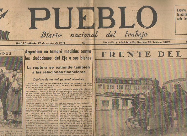 PUEBLO. DIARIO NACIONAL DEL TRABAJO. AÑO V. NUM. 1.105. MADRID, …