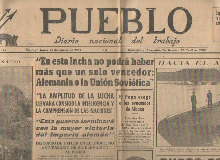 PUEBLO. DIARIO NACIONAL DEL TRABAJO. AÑO V. NUM. 1.106. MADRID, …