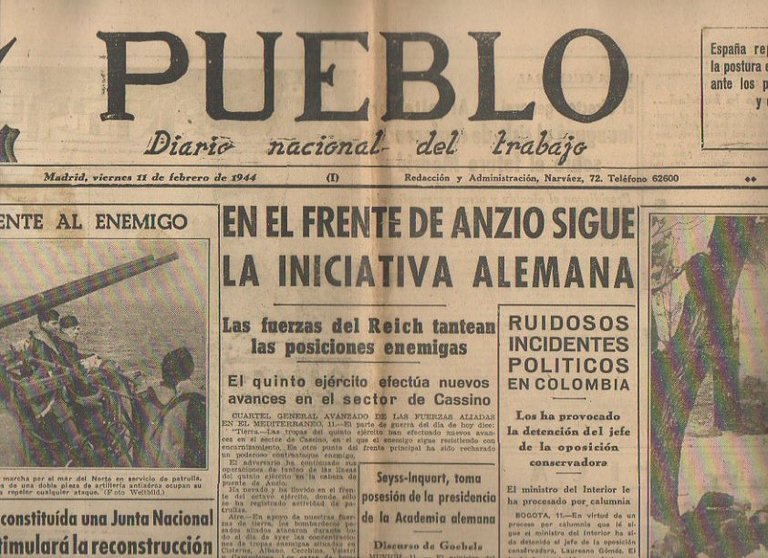 PUEBLO. DIARIO NACIONAL DEL TRABAJO. AÑO V. NUM. 1.116. MADRID, …