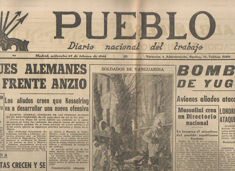 PUEBLO. DIARIO NACIONAL DEL TRABAJO. AÑO V. NUM. 1.126. MADRID, …