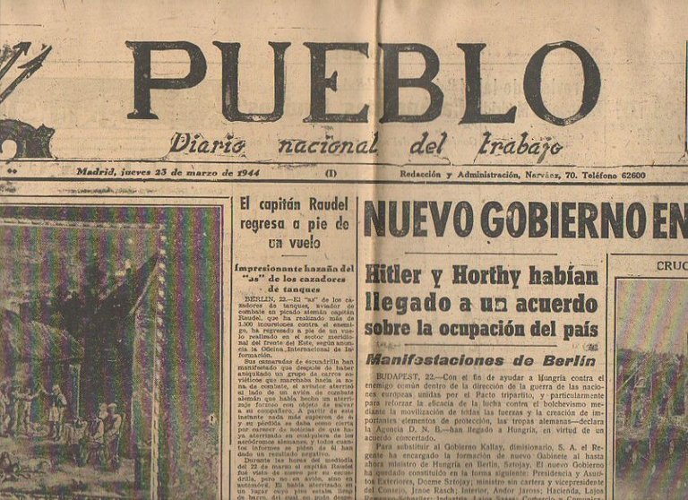 PUEBLO. DIARIO NACIONAL DEL TRABAJO. AÑO V. NUM. 1.151. MADRID, …