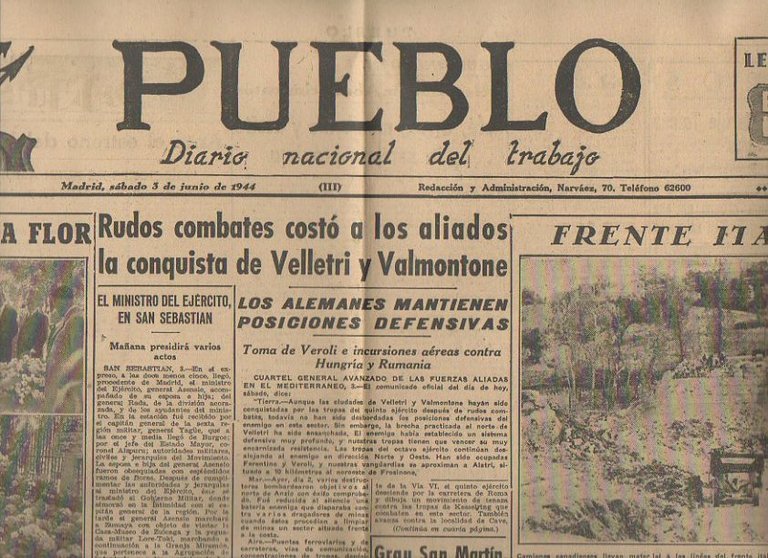 PUEBLO. DIARIO NACIONAL DEL TRABAJO. AÑO V. NUM. 1.211. MADRID, …