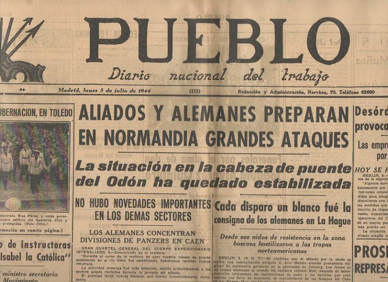 PUEBLO. DIARIO NACIONAL DEL TRABAJO. AÑO V. NUM. 1.236. MADRID, …