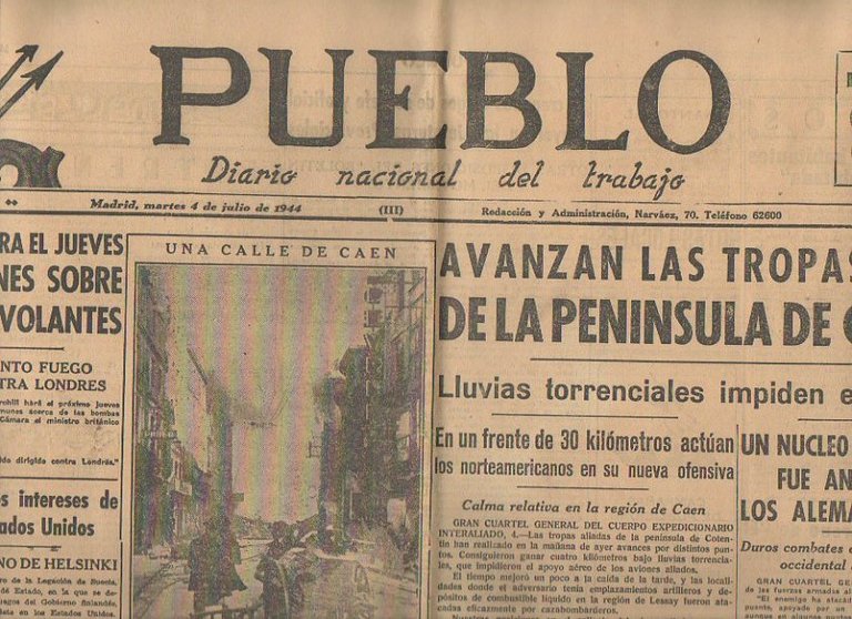 PUEBLO. DIARIO NACIONAL DEL TRABAJO. AÑO V. NUM. 1.237. MADRID, …