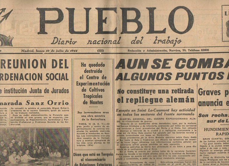 PUEBLO. DIARIO NACIONAL DEL TRABAJO. AÑO V. NUM. 1.242. MADRID, …