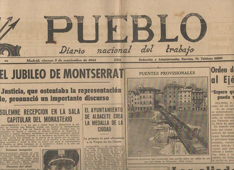 PUEBLO. DIARIO NACIONAL DEL TRABAJO. AÑO V. NUM. 1.294. MADRID, …
