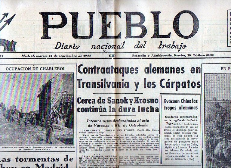 PUEBLO. DIARIO NACIONAL DEL TRABAJO. AÑO V. NUM. 1.297. MADRID, …