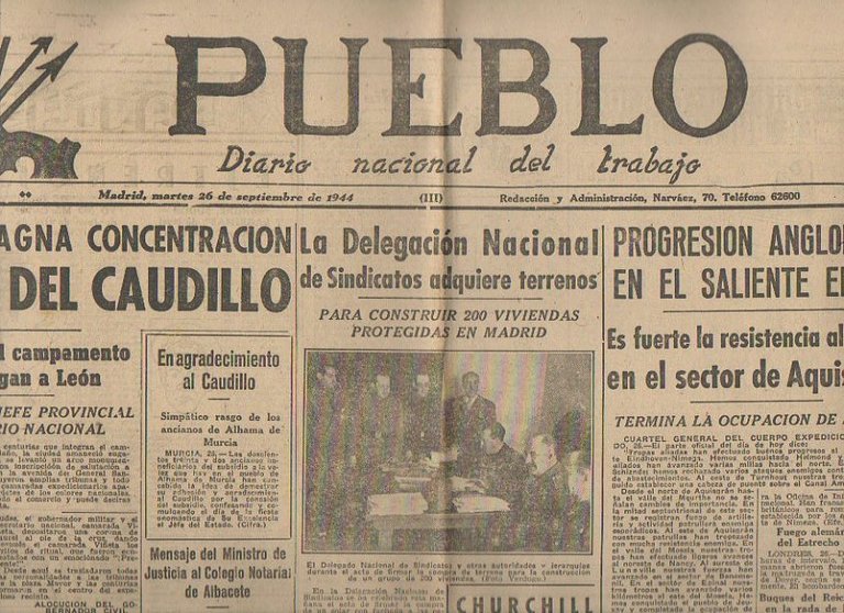 PUEBLO. DIARIO NACIONAL DEL TRABAJO. AÑO V. NUM. 1.309. MADRID, …