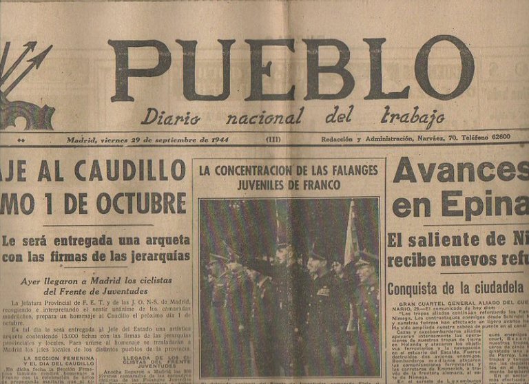 PUEBLO. DIARIO NACIONAL DEL TRABAJO. AÑO V. NUM. 1.312. MADRID, …