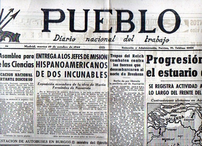 PUEBLO. DIARIO NACIONAL DEL TRABAJO. AÑO V. NUM. 1.321. MADRID, …