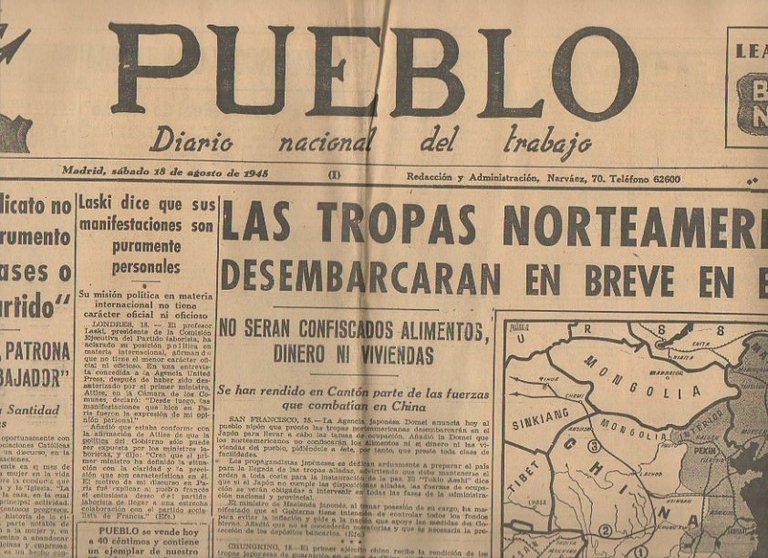 PUEBLO. DIARIO NACIONAL DEL TRABAJO. AÑO VI. NUM. 1.687. MADRID, …