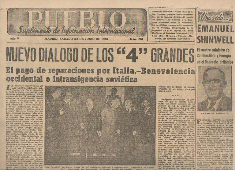 PUEBLO. SUPLEMENTO DE INFORMACION INTERANCIONAL. AÑO V. NUM. 201. MADRID. …