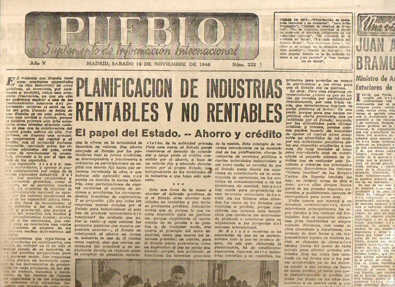 PUEBLO. SUPLEMENTO DE INFORMACION INTERNACIONAL. AÑO V. NUM. 222. MADIRD, …