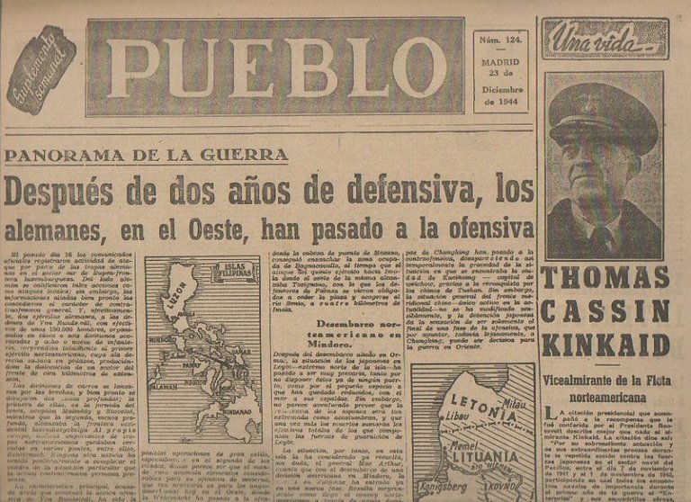 PUEBLO. SUPLEMENTO SEMANAL. NUM. 124. MADRID,23 DE DICIEMBRE DE 1944.