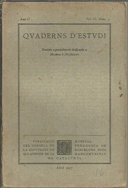 QUADERNS D'ESTUDI. ANY II. VOL. II. N. 3.