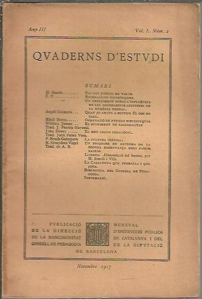 QUADERNS D'ESTUDI. ANY III. VOL. I. N. 2.