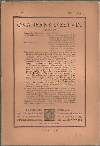 QUADERNS D'ESTUDI. ANY IV. VOL. I. N. 3.