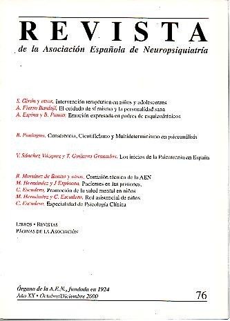 REVISTA DE LA ASOCIACION ESPAÑOLA DE NEUROPSIQUIATRIA. AÑO XX. N. …