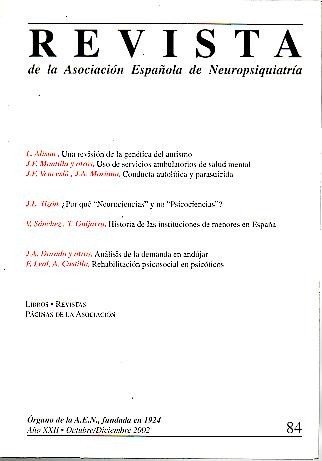 REVISTA DE LA ASOCIACION ESPAÑOLA DE NEUROPSIQUIATRIA. AÑO XXII. N. …