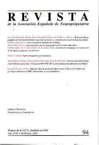 REVISTA DE LA ASOCIACION ESPAÑOLA DE NEUROPSIQUIATRIA. AÑO XXV. N. …
