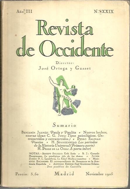 REVISTA DE OCCIDENTE. AÑO III. NUM. XXIX.
