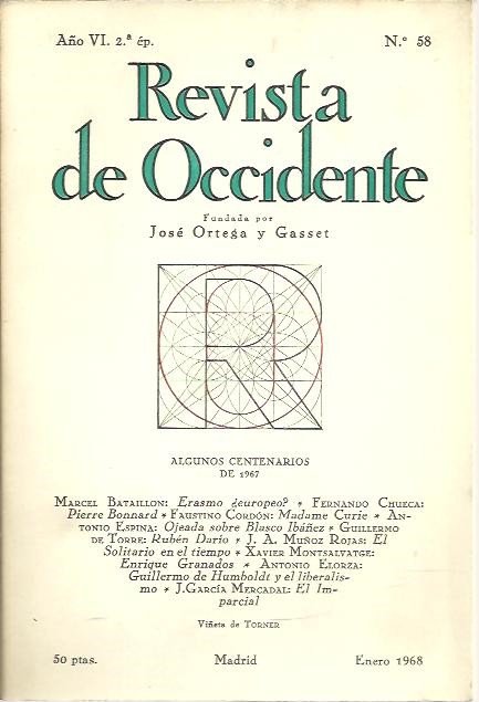 REVISTA DE OCCIDENTE. AÑO VI. NUM. 58.