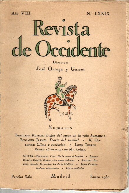 REVISTA DE OCCIDENTE. AÑO VII. N. LXXIX. ENERO 1930.