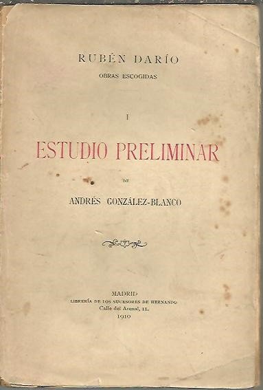 RUBEN DARIO. ESTUDIO PRELIMINAR.