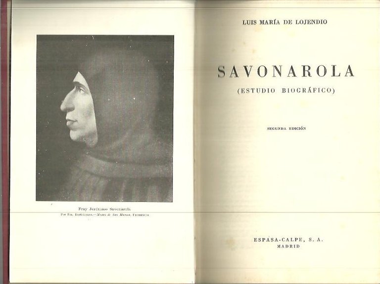 SAVONAROLA. ESTUDIO BIOGRAFICO.