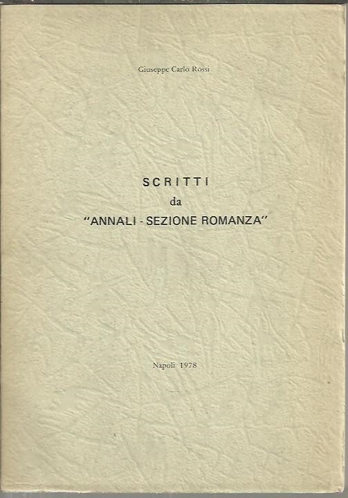 SCRITTI DA ANNALI SEZIONE ROMANZA.