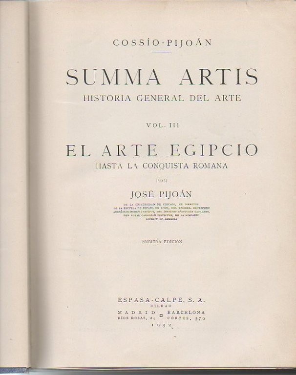 SUMMA ARTIS. HISTORIA GENERAL DEL ARTE. VOL. III. EL ARTE …