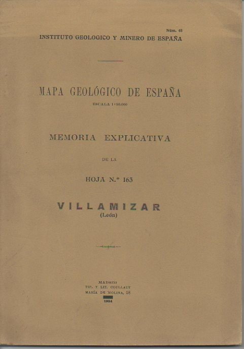 VILLAMIZAR (LEON). MAPA GEOLOGICO DE ESPAÑA. MEMORIA EXPLICATIVA DE LA …
