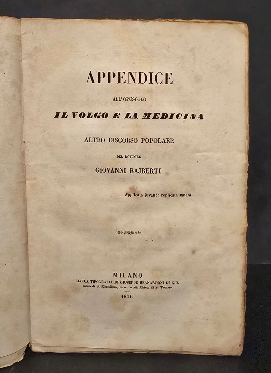 Appendice all’opuscolo Il Volgo e la Medicina | Immagine principale