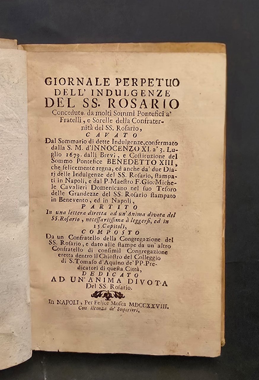 Giornale Perpetuo dell’indulgenze del SS. Rosario. | Immagine principale