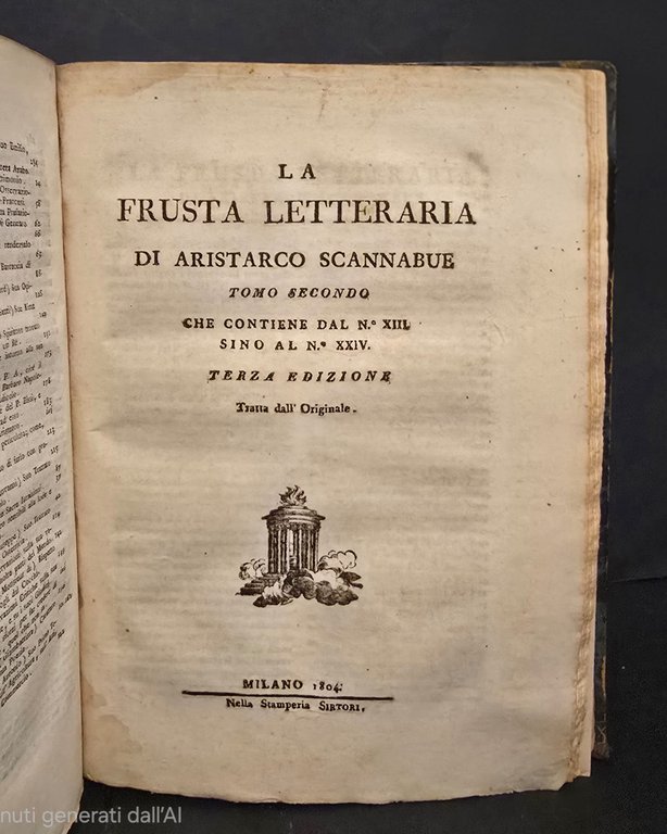 La Frusta Letteraria. Tomo I (II-III). | Immagine Gallery 2