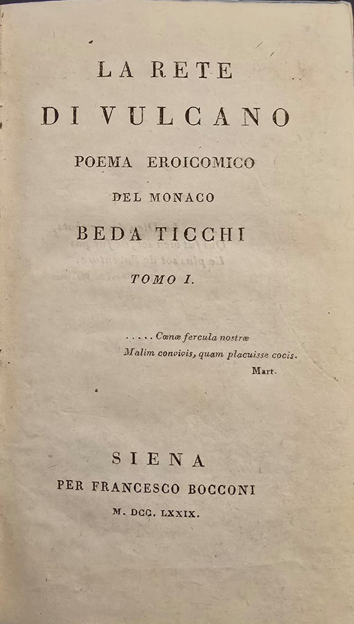 La Rete di Vulcano. Poema eroicomico del monaco Beda Ticchi. | Immagine principale