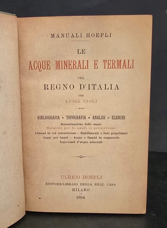 Le Acque minerali e Termali del Regno d’Italia. | Immagine Gallery 2