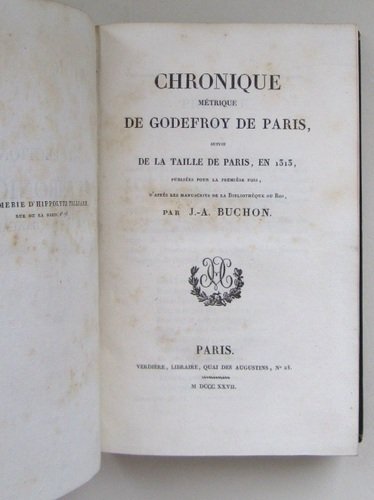 Chronique métrique de Godefroy de Paris, suivie de La Taille …