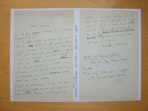 Lettre autographe signée de Henriette Charasson : "Le plus frappant …