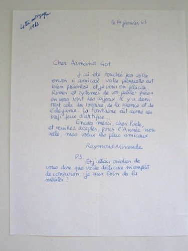 1 Lettre autographe signée du poète et émailleur bordelais Raymond …