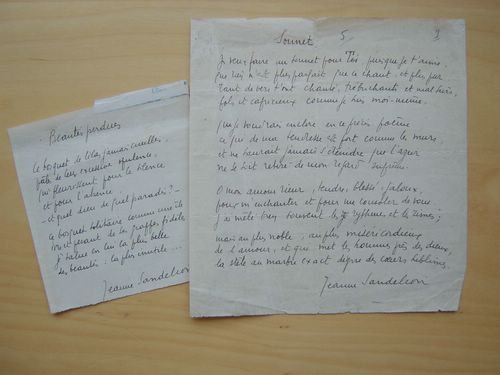 2 Poèmes manuscrits : Sonnets / Beautés perdues : "Je …