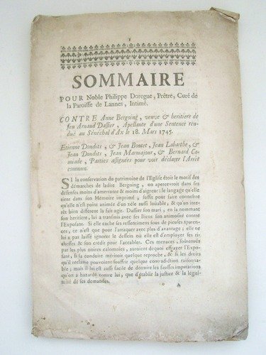 Sommaire pour Noble Philippe Doregue, Prêtre, Curé de la Paroisse …