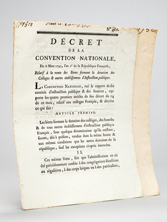 [ 2 décrets de la Révolution Française sur l’Instruction Publique …