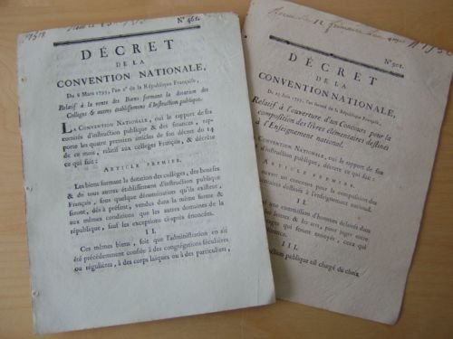 [ 2 décrets de la Révolution Française sur l’Instruction Publique …