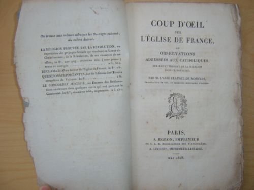 Coup d'Oeil sur l'Eglise de France ou Observations adressées aux …