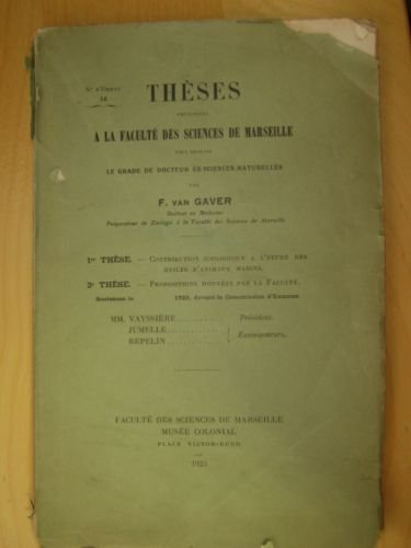 Contribution zoologique à l'étude des huiles d'animaux marins. Thèses présentées …