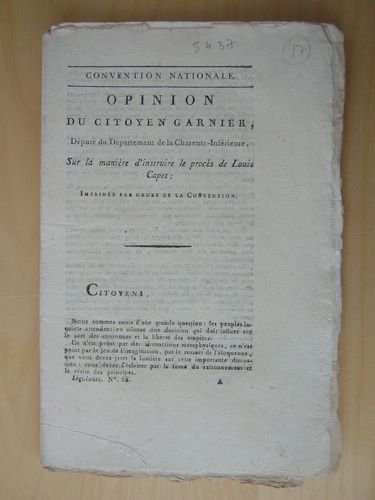 Opinion du Citoyen Garnier, Député du Département de la Charente-Inférieure, …