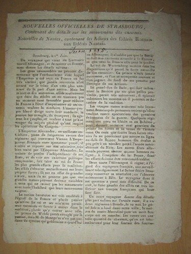 Nouvelles Officielles de Strasbourg, contenant des détails sur les mouvemens …