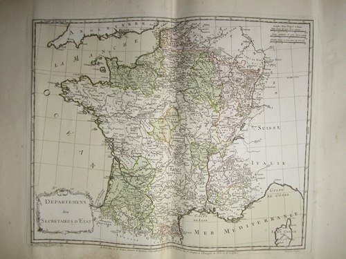 Départemens des Secrétaires d'Etat [ Belle carte en coloris d'époque, …