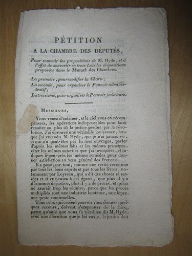 Pétition à la Chambre des Députés, pour soutenir les proposition …